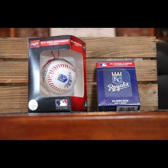 MLB KC Mini Baseball Ornament & Playing Cards set - Picture 6 of 8